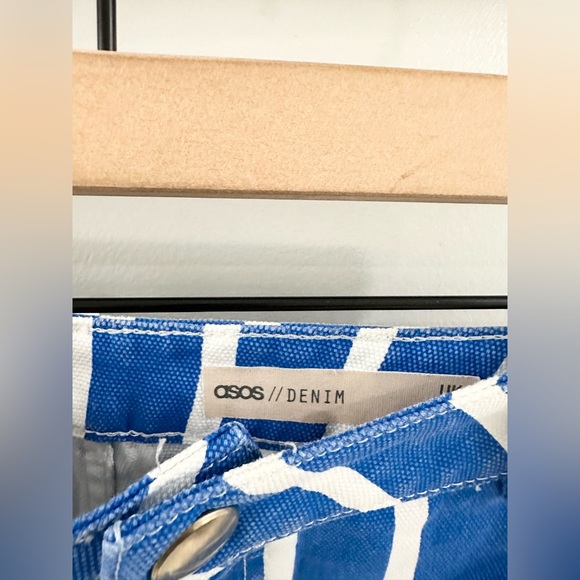 ASOS High Waist Denim Shorts Blue Stripe Size 4 - Picture 4 of 5